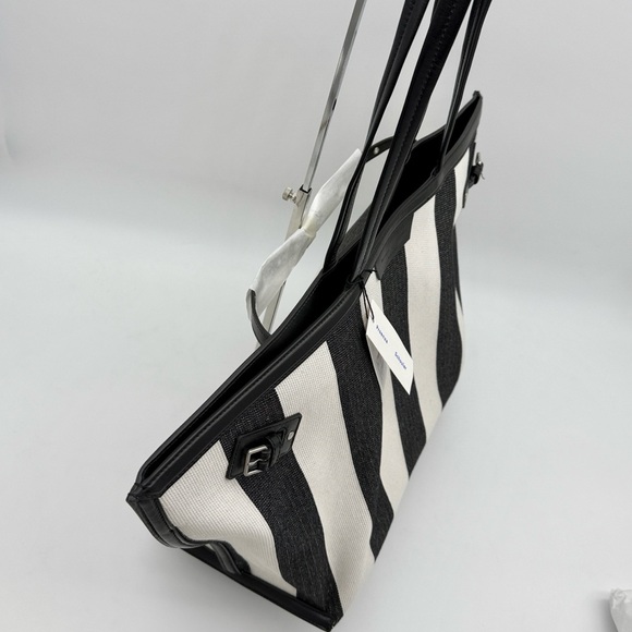 Proenza Schouler Days Carryall Tote in Striped Canvas Black White - Picture 6 of 12